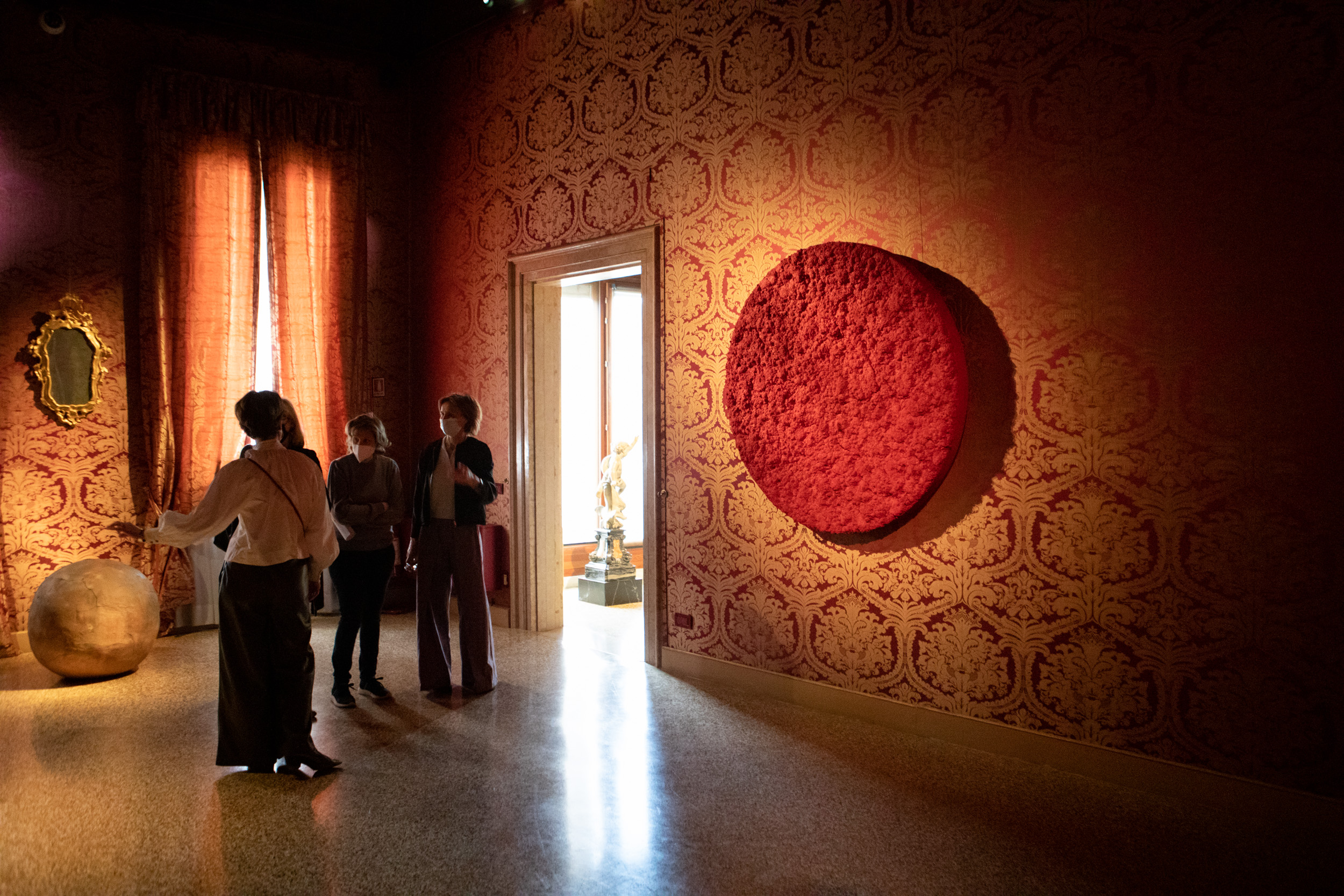 Visitors at Palazzo Vendramin Grimani in Venice during a guided tour of the Biennale Collateral Event
